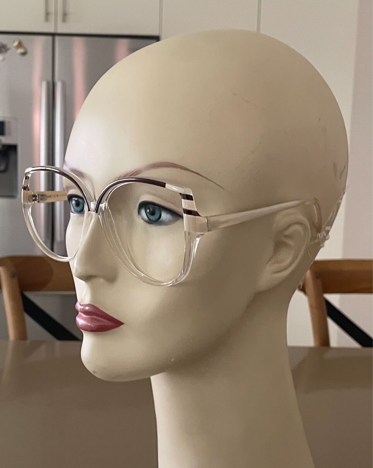 POLAROID Brown Beige & Clear Plastic Sunglass FRAMES ONLY Oversized Vintage