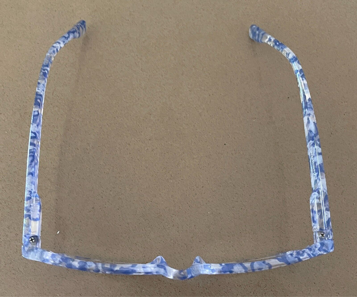 Glasses  Frames ONLY  Blue Gold & Clear Plastic - Add Your Own Lenses + Case