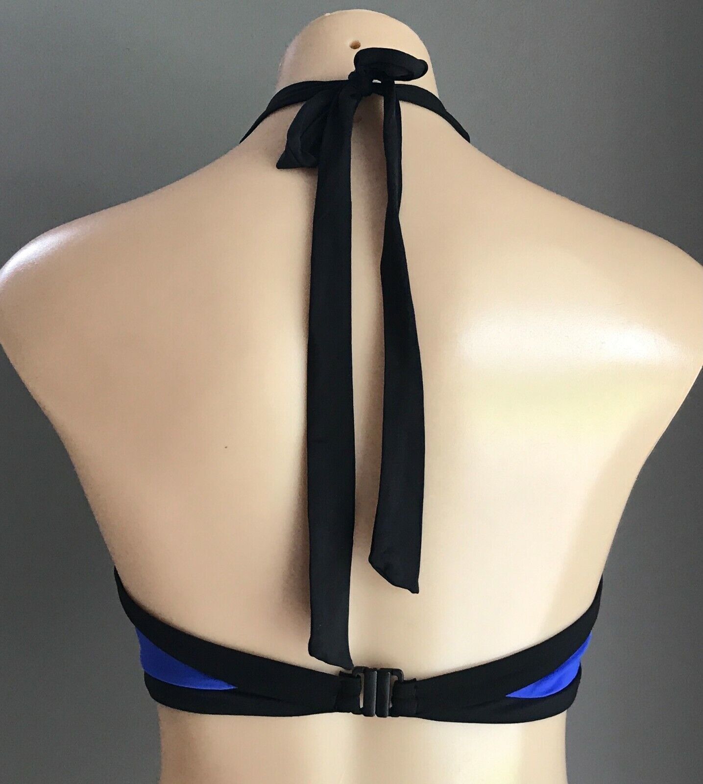 SEAFOLLY Bikini Top Block Party Cobalt Blue Black Trim High Neck Tank 12 NEW