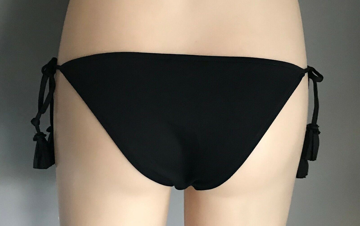SEAFOLLY Bikini Bottom Black Brazilian Side Tie Tassels Pants ONLY Size 10 Swim