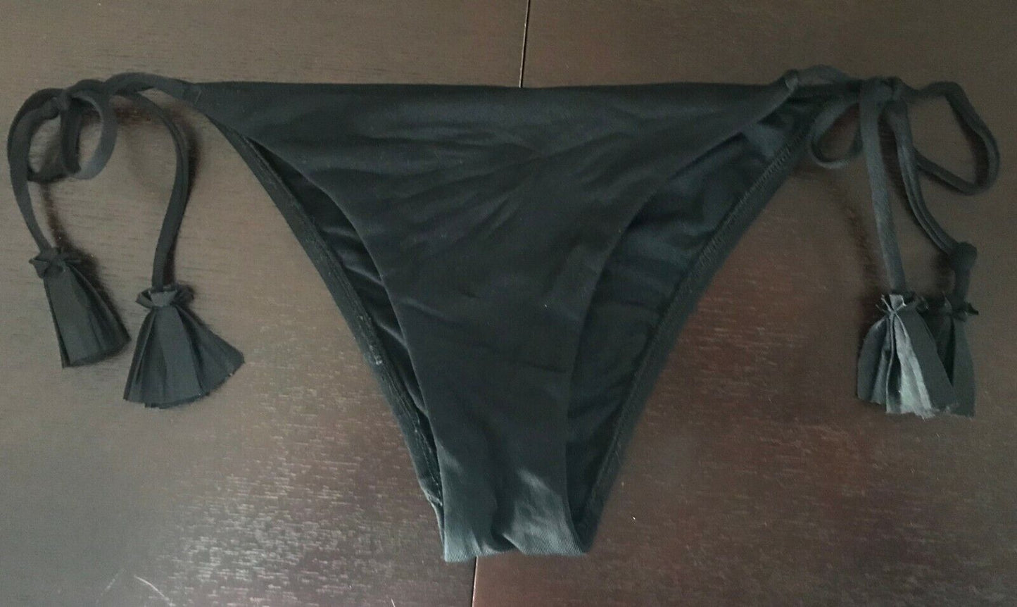 SEAFOLLY Bikini Bottom Black Brazilian Side Tie Tassels Pants ONLY Size 10 Swim