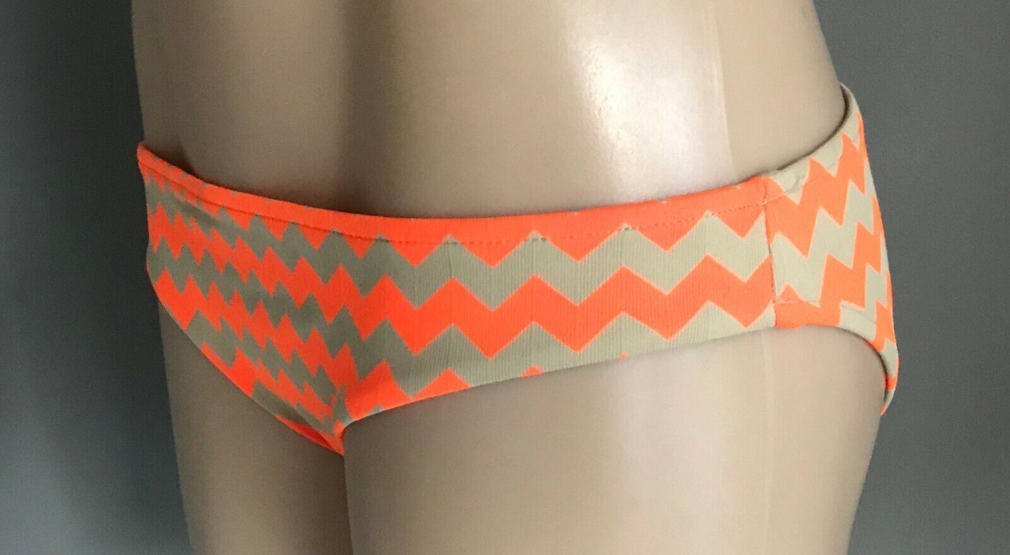 SEAFOLLY Bikini Bottoms Fluoro Orange Mod Club Zig Zag Pants ONLY Size 10 NEW
