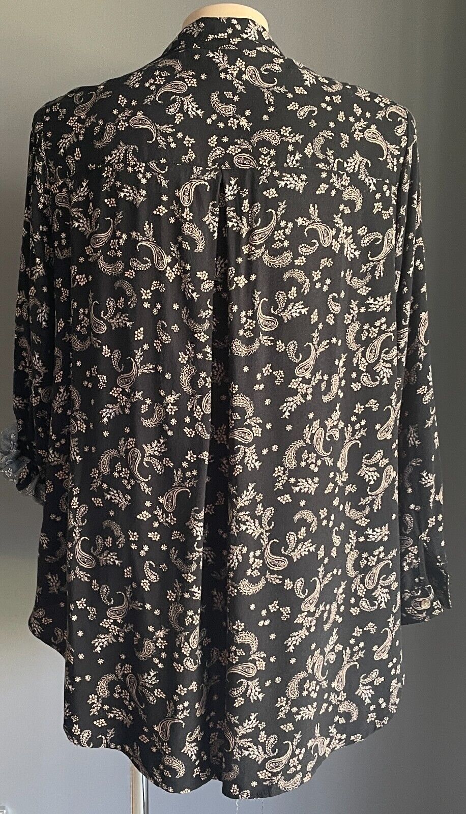 BEME Blouse Black Blush Pink Paisley Adjust Sleeve Hi Low Hem Top Plus Size 20