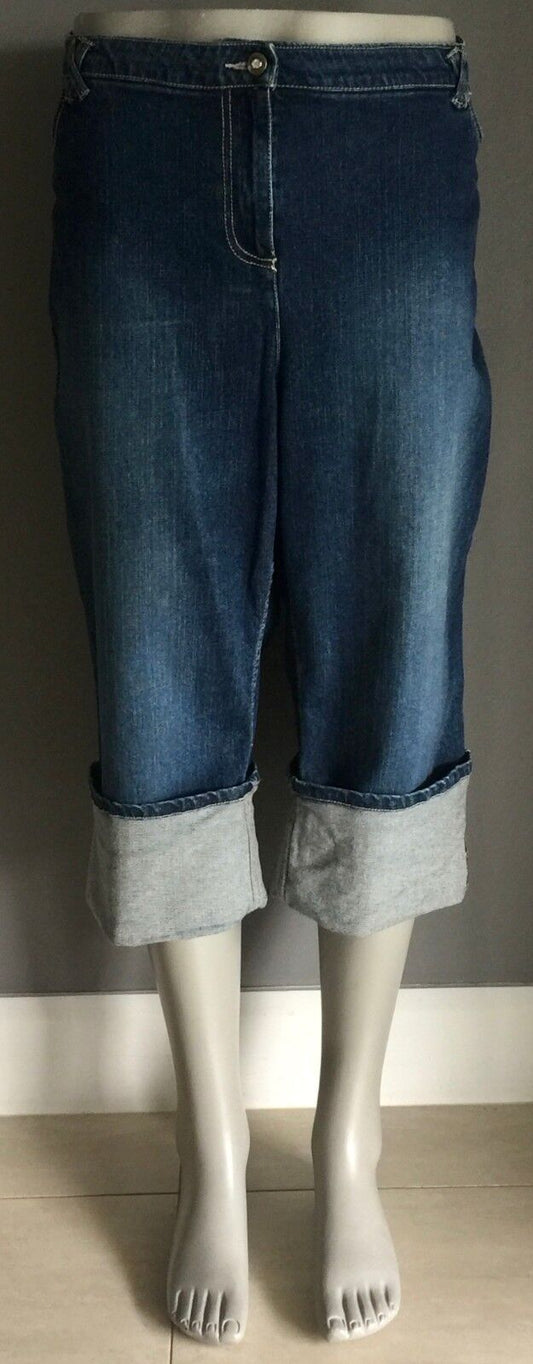 BEME Crop Jeans Cuffed Hem 3/4 Length Blue Denim Ladies Jeans Plus Size 24