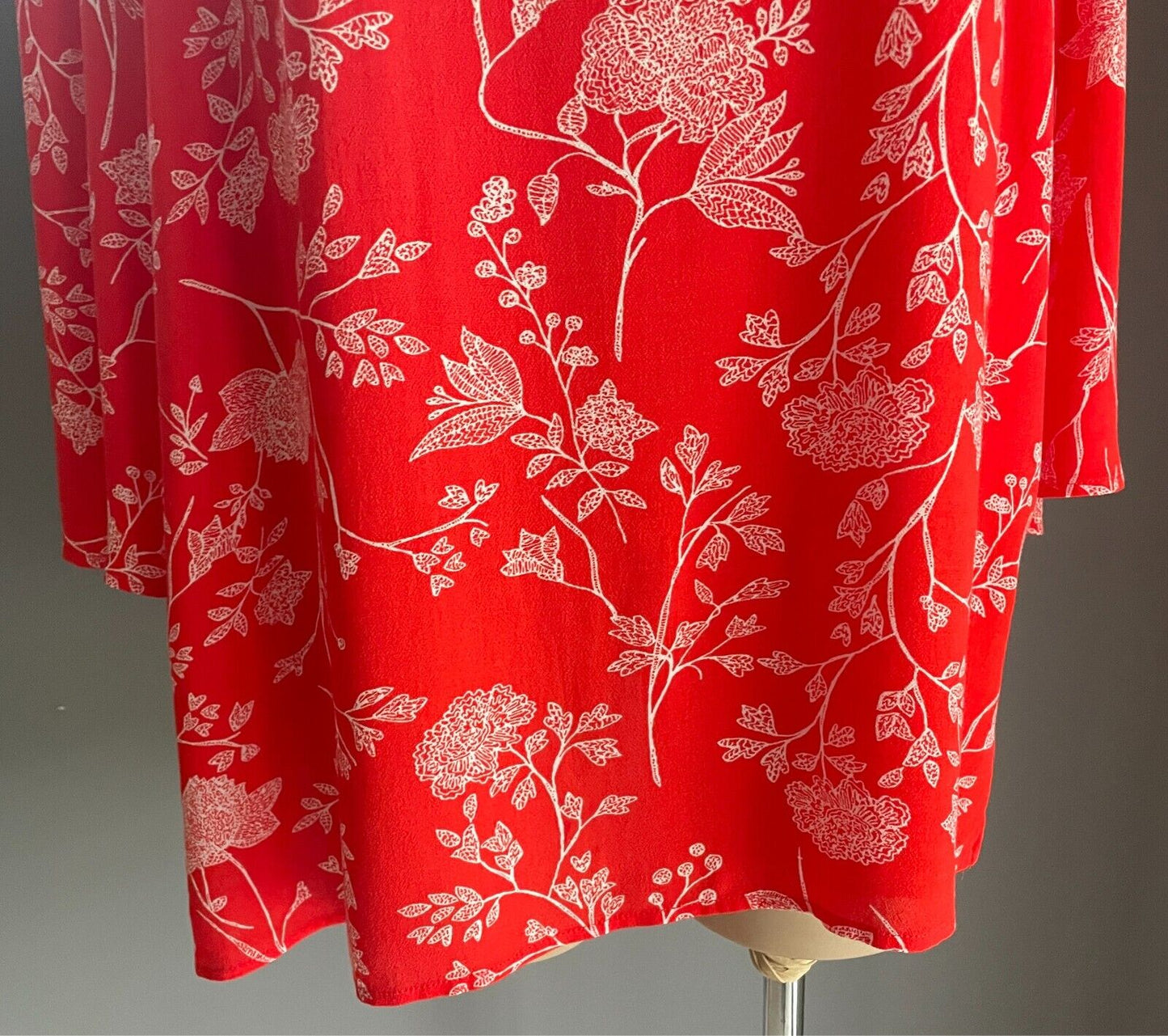 BEME Top Orange and White Floral Print  V-Neck 3/4 Sleeve Plus Size 22