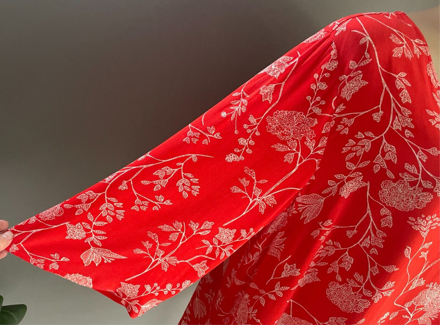 BEME Top Orange and White Floral Print  V-Neck 3/4 Sleeve Plus Size 22