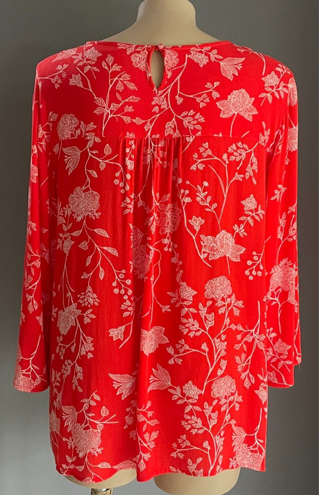 BEME Top Orange and White Floral Print  V-Neck 3/4 Sleeve Plus Size 22