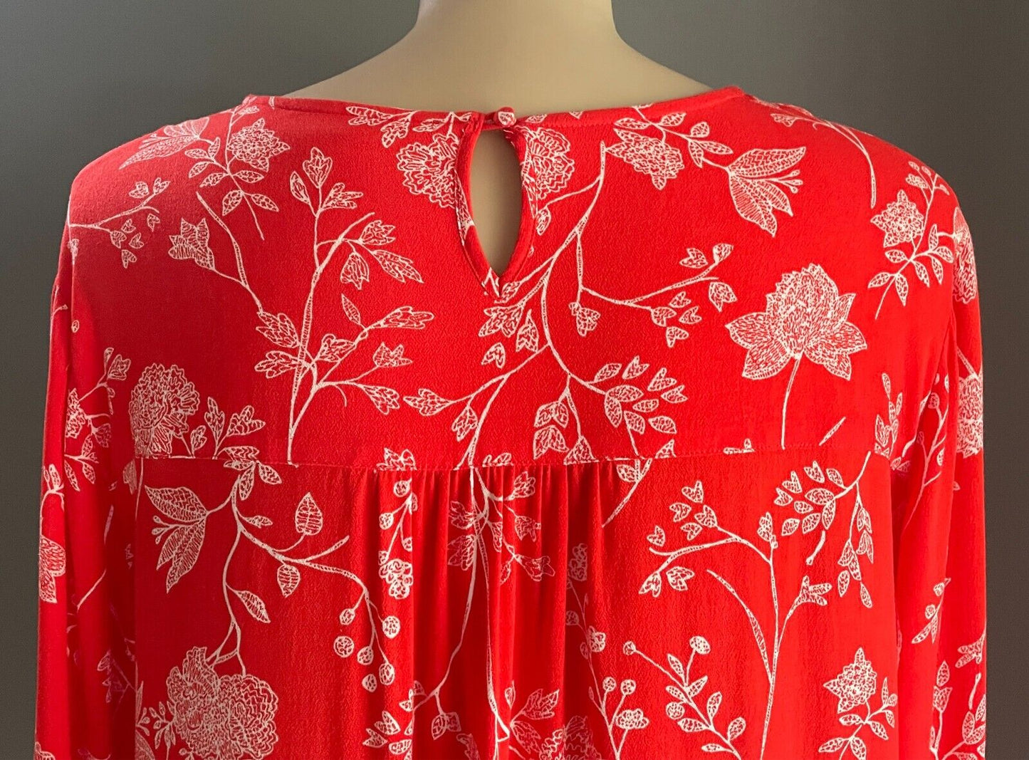 BEME Top Orange and White Floral Print  V-Neck 3/4 Sleeve Plus Size 22