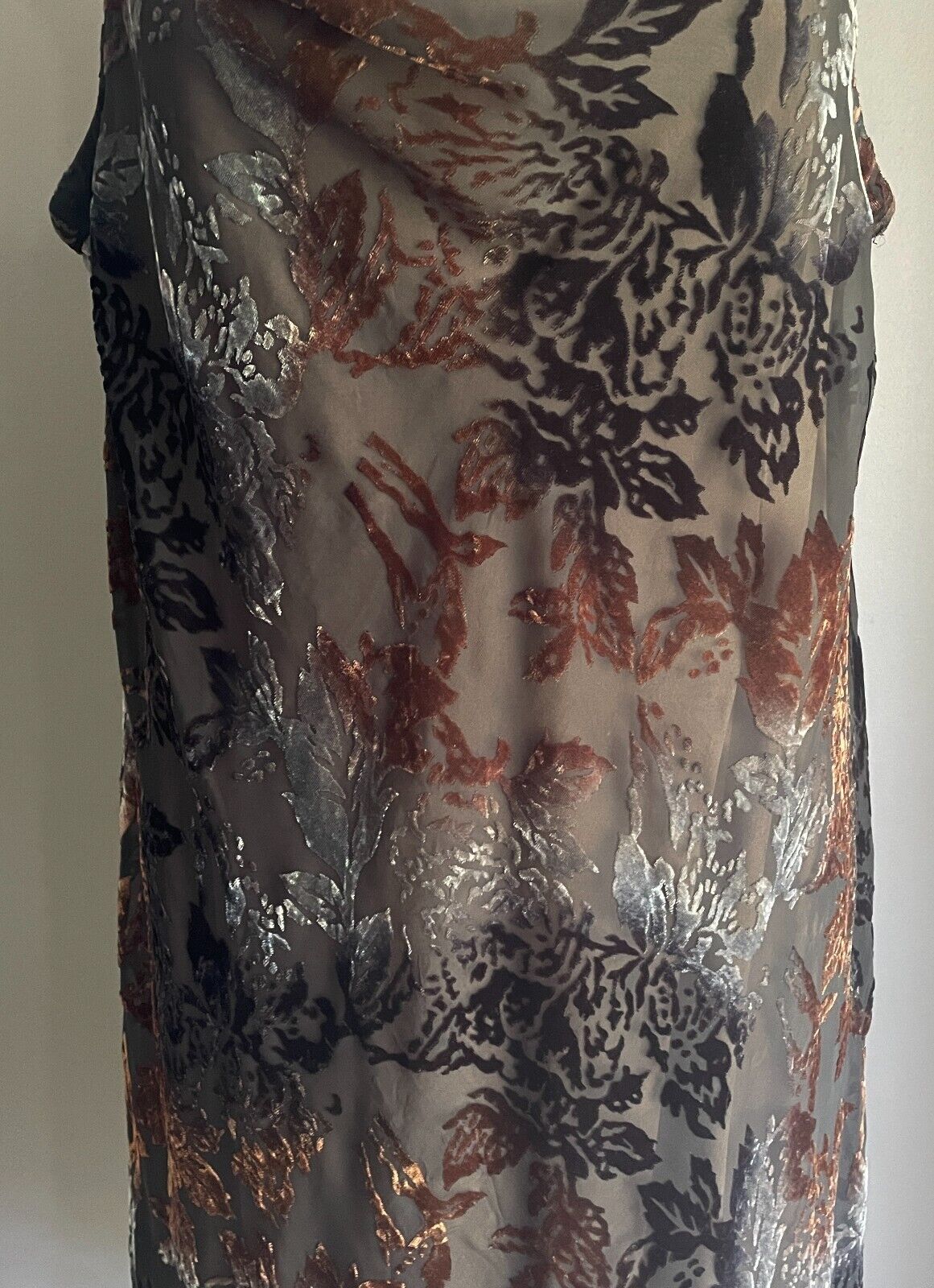 BEME Dress Midi Black Brown Silver Grey Burnout Velour Cowl Neck Plus Siz 22 NEW