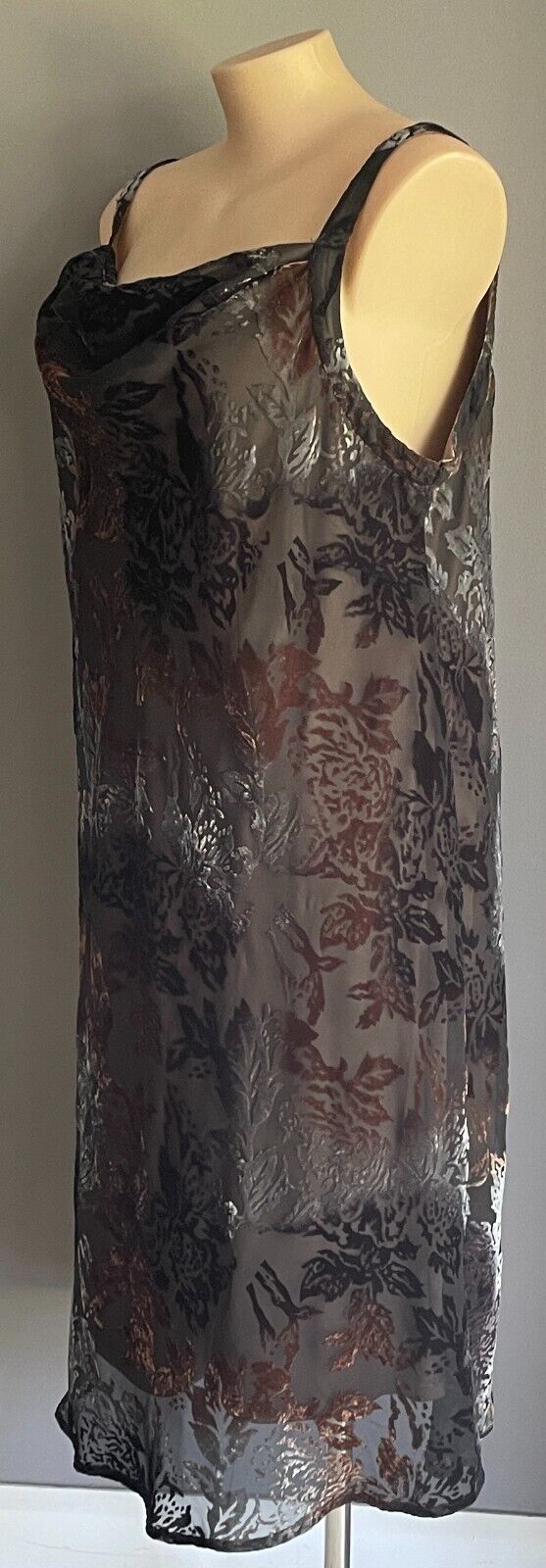 BEME Dress Midi Black Brown Silver Grey Burnout Velour Cowl Neck Plus Siz 22 NEW