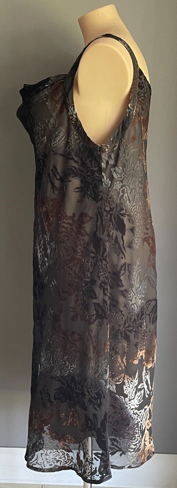 BEME Dress Midi Black Brown Silver Grey Burnout Velour Cowl Neck Plus Siz 22 NEW