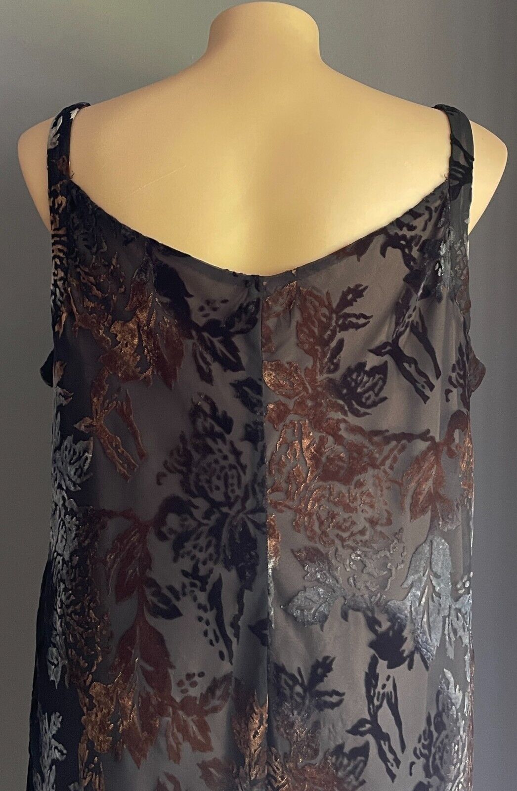 BEME Dress Midi Black Brown Silver Grey Burnout Velour Cowl Neck Plus Siz 22 NEW