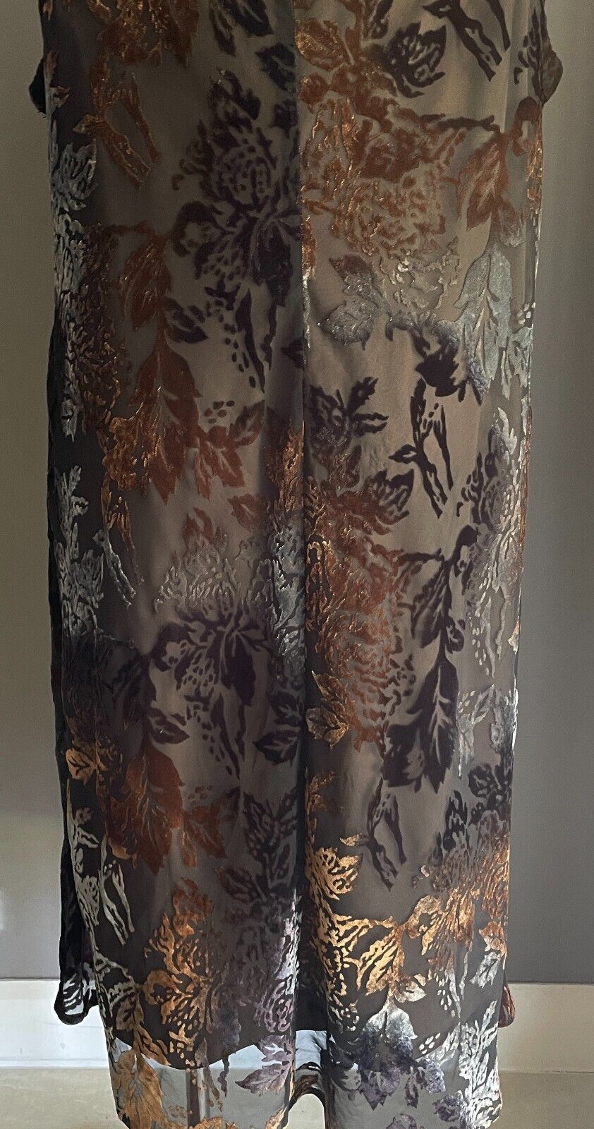 BEME Dress Midi Black Brown Silver Grey Burnout Velour Cowl Neck Plus Siz 22 NEW