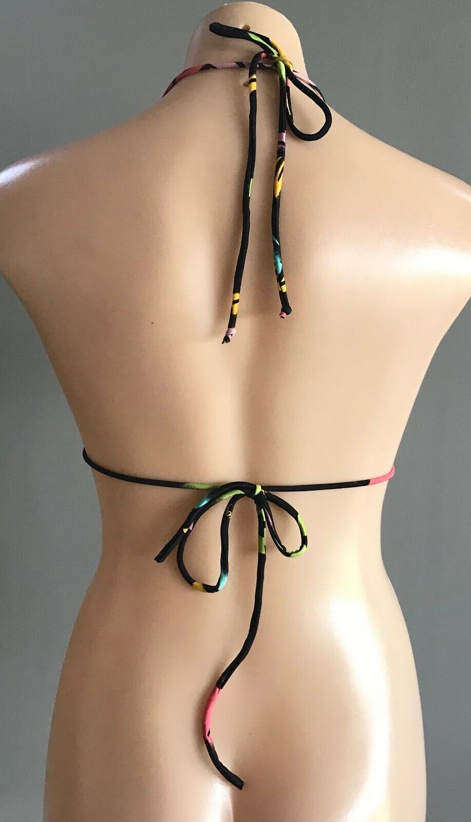 BILLABONG Bikini Top Triangle Black Floral Print Sz 14 Beach Pool Surf BRA ONLY