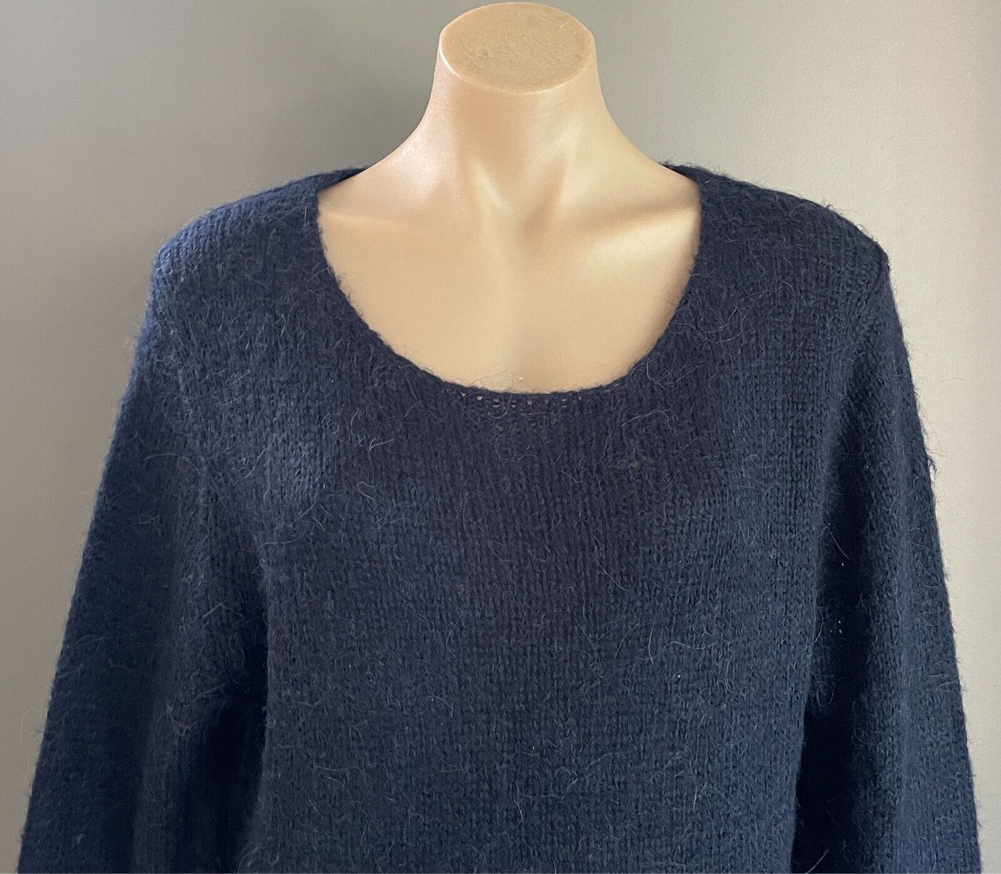 KSUBI Knit Jumper Navy Blue Soft Alpaca Blend Chunky Size S 10 12 Long Sleeve