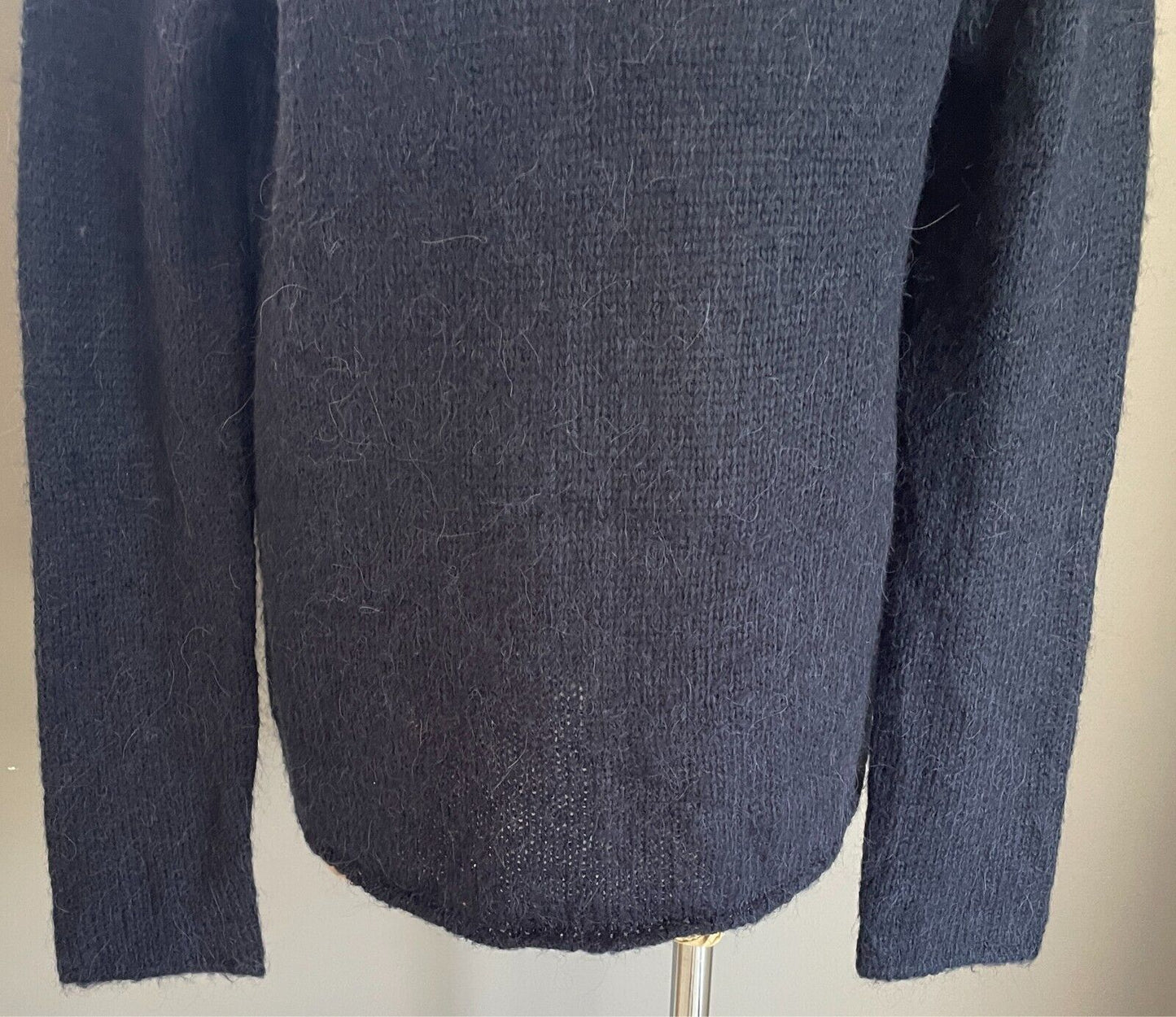 KSUBI Knit Jumper Navy Blue Soft Alpaca Blend Chunky Size S 10 12 Long Sleeve