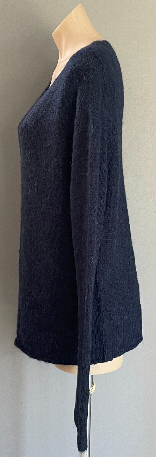 KSUBI Knit Jumper Navy Blue Soft Alpaca Blend Chunky Size S 10 12 Long Sleeve