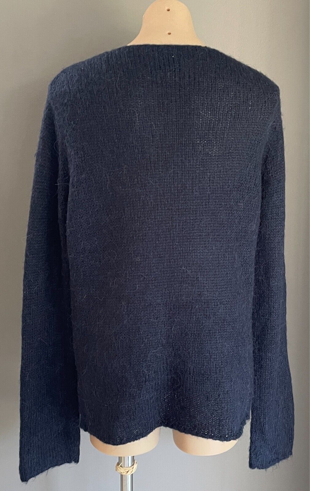 KSUBI Knit Jumper Navy Blue Soft Alpaca Blend Chunky Size S 10 12 Long Sleeve