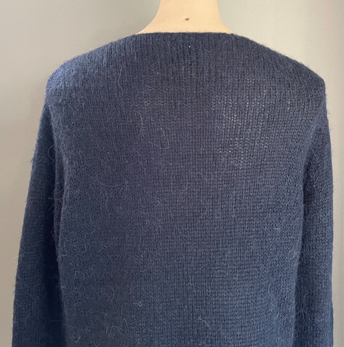 KSUBI Knit Jumper Navy Blue Soft Alpaca Blend Chunky Size S 10 12 Long Sleeve