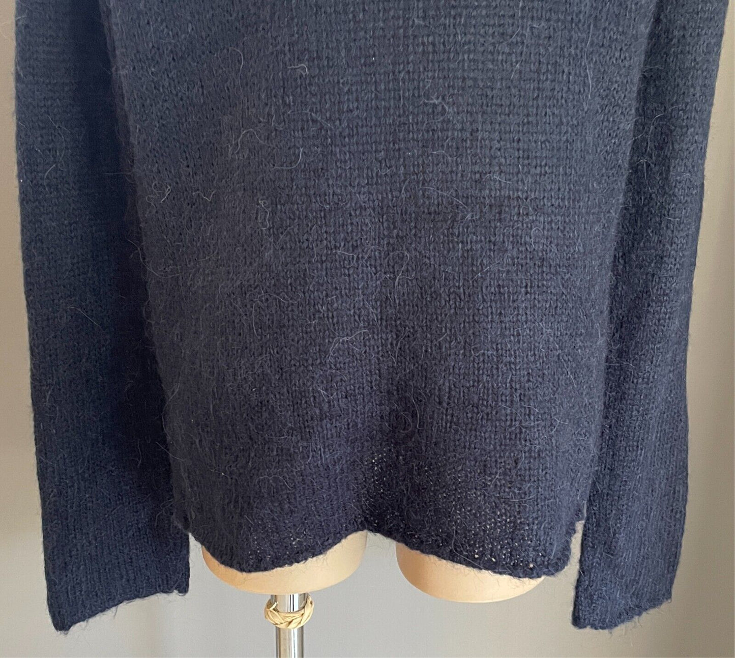 KSUBI Knit Jumper Navy Blue Soft Alpaca Blend Chunky Size S 10 12 Long Sleeve
