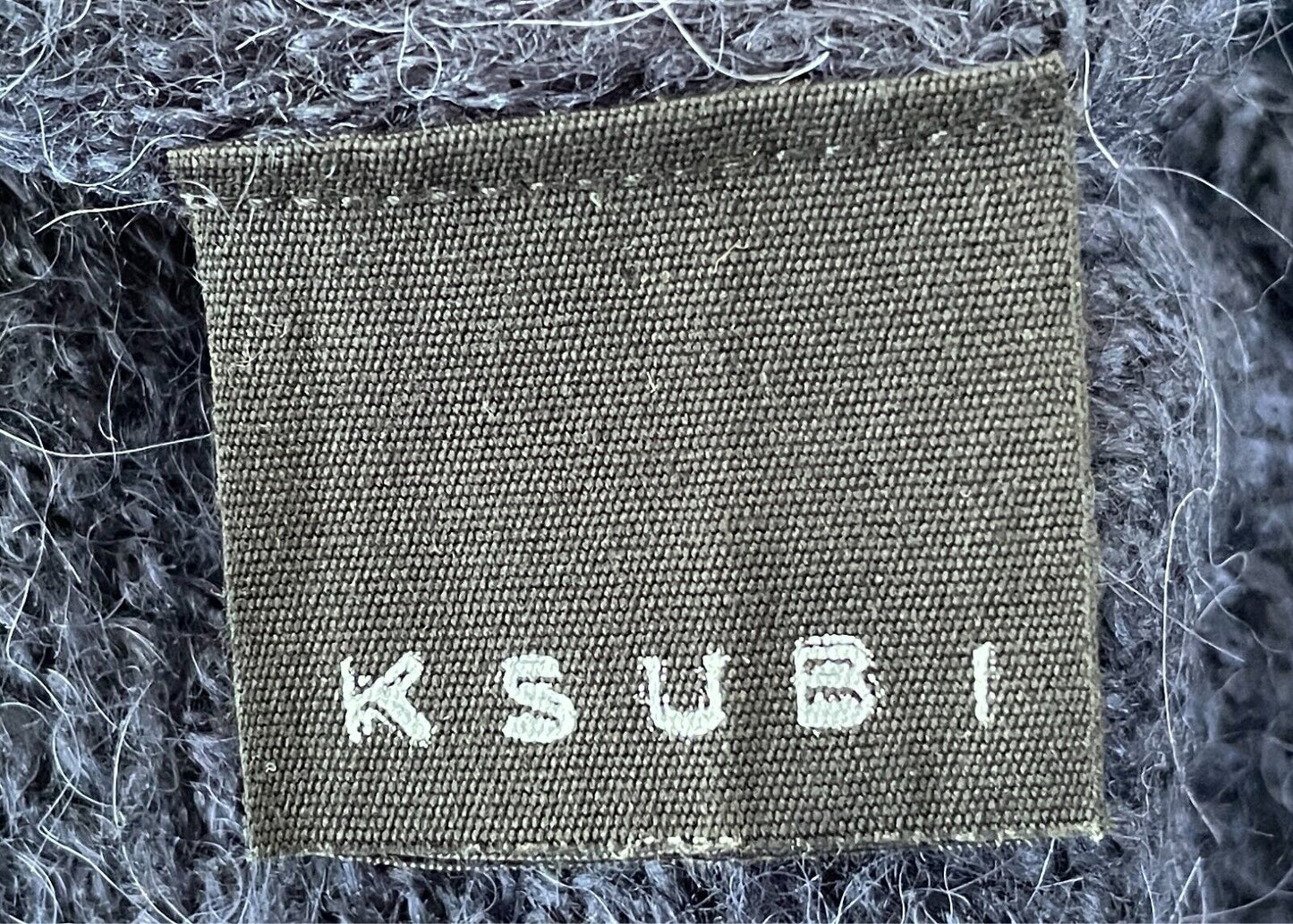 KSUBI Knit Jumper Navy Blue Soft Alpaca Blend Chunky Size S 10 12 Long Sleeve