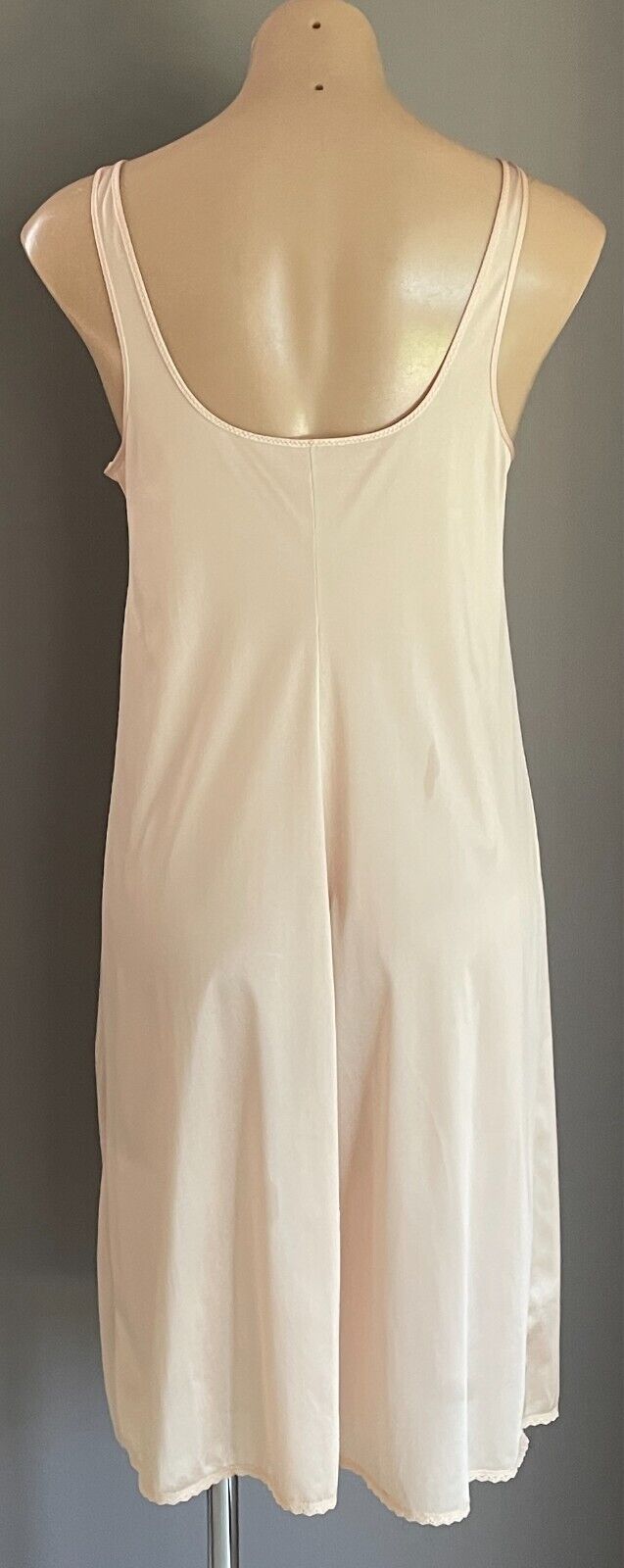 HICKORY Petticoat Beige Full Slip Size 12 Lace Trim Fixed Straps Nylon