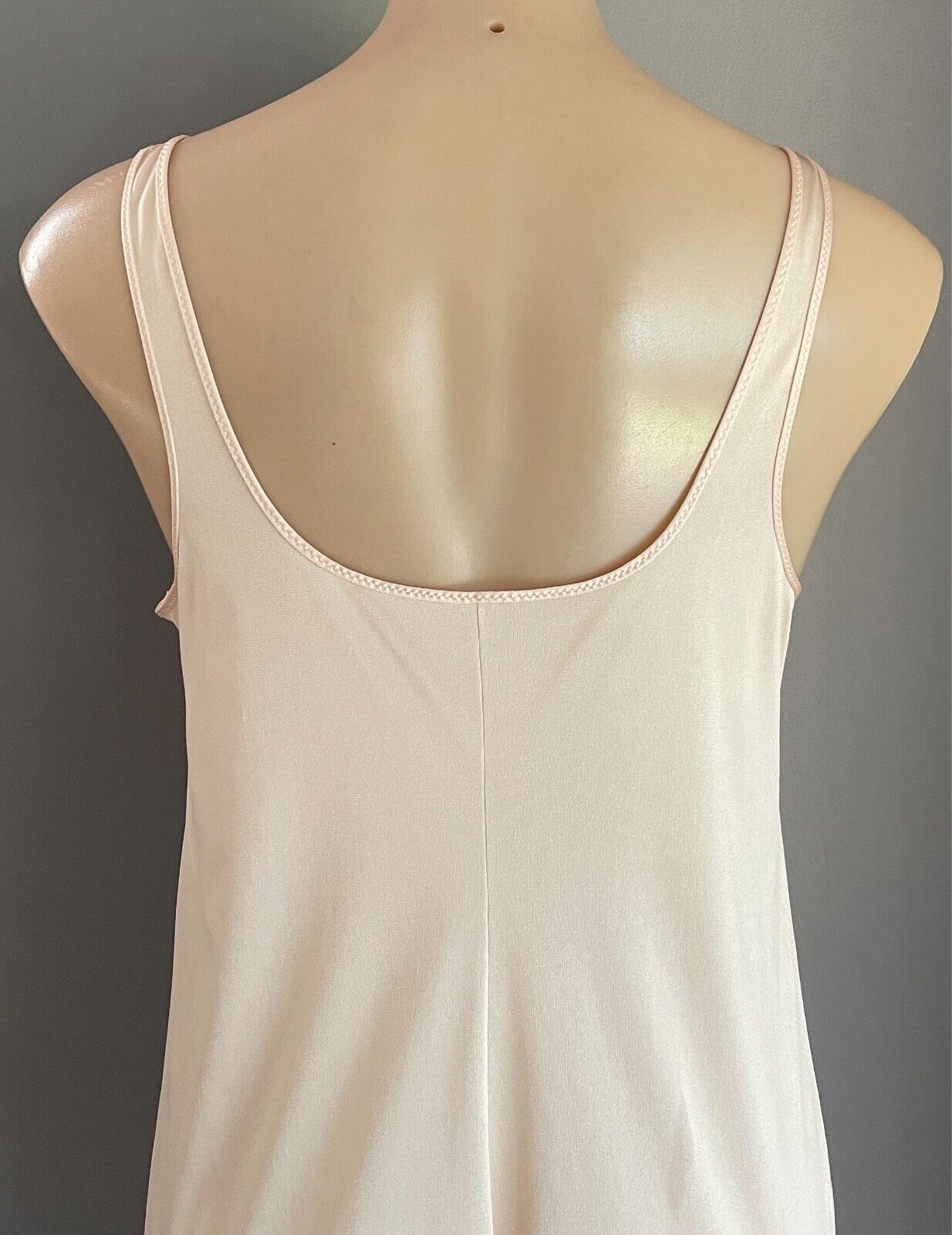HICKORY Petticoat Beige Full Slip Size 12 Lace Trim Fixed Straps Nylon
