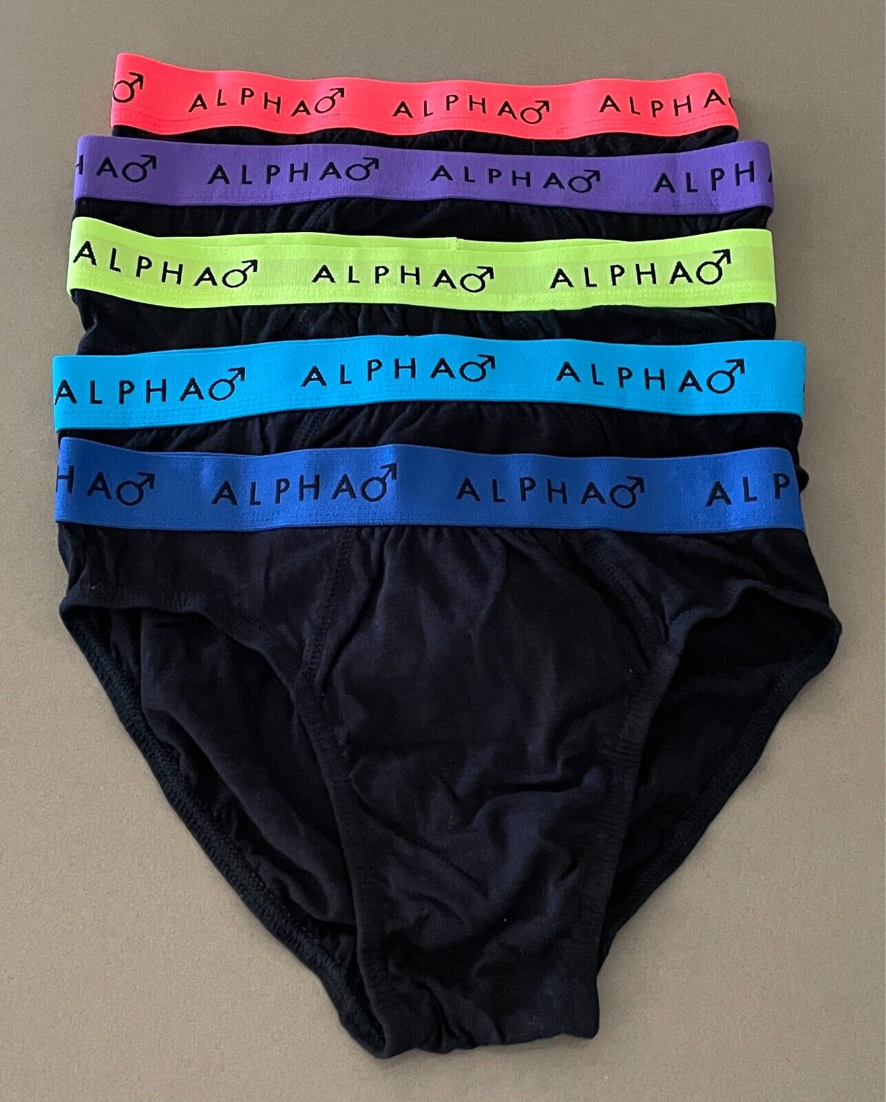ALPHA Size S Briefs/Underwear x 5 Elastic Waist Black - NWOT!