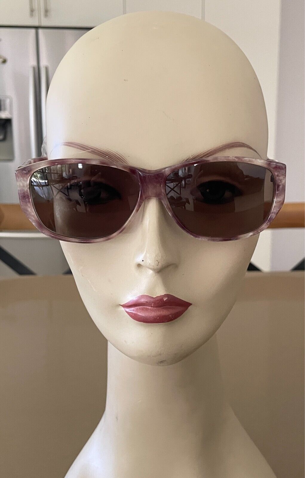 JONATHAN SCEATS Sunglasses Plastic Brown Beige Frame Green Lens Vintage Y2K