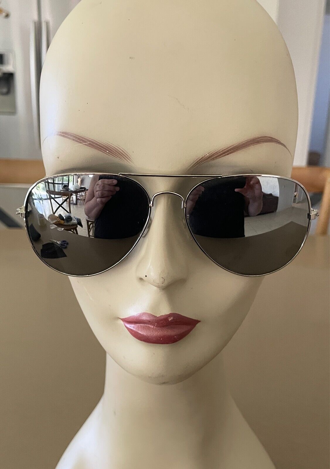 Sunglasses Aviator Unisex Mirror Lens Silver Tone Metal Frame Grey Lens