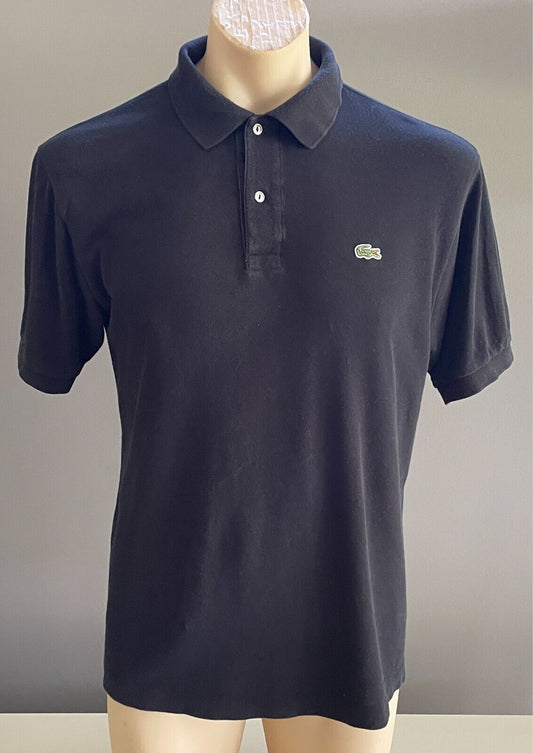 LACOSTE Black Polo Shirt Cotton Short Sleeve Mens Size S Crocodile Patch NEW