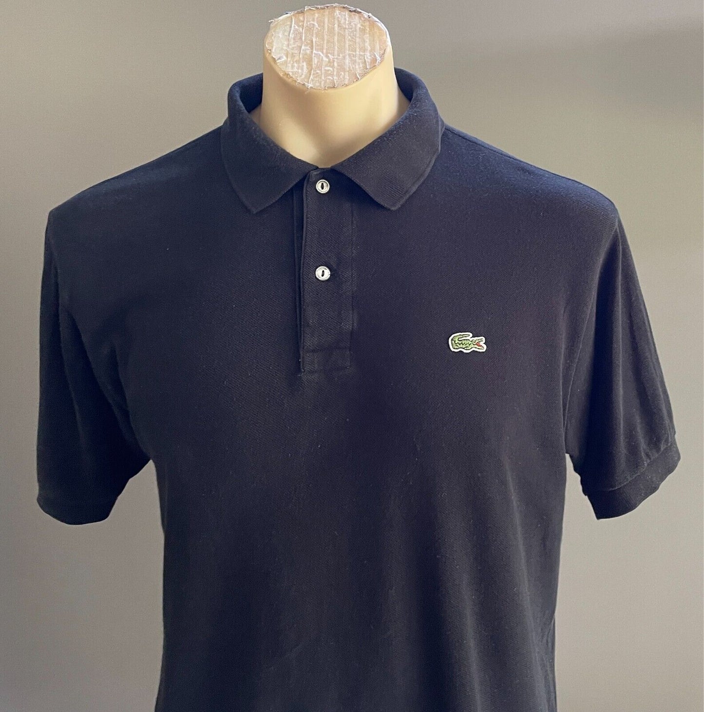 LACOSTE Black Polo Shirt Cotton Short Sleeve Mens Size S Crocodile Patch NEW