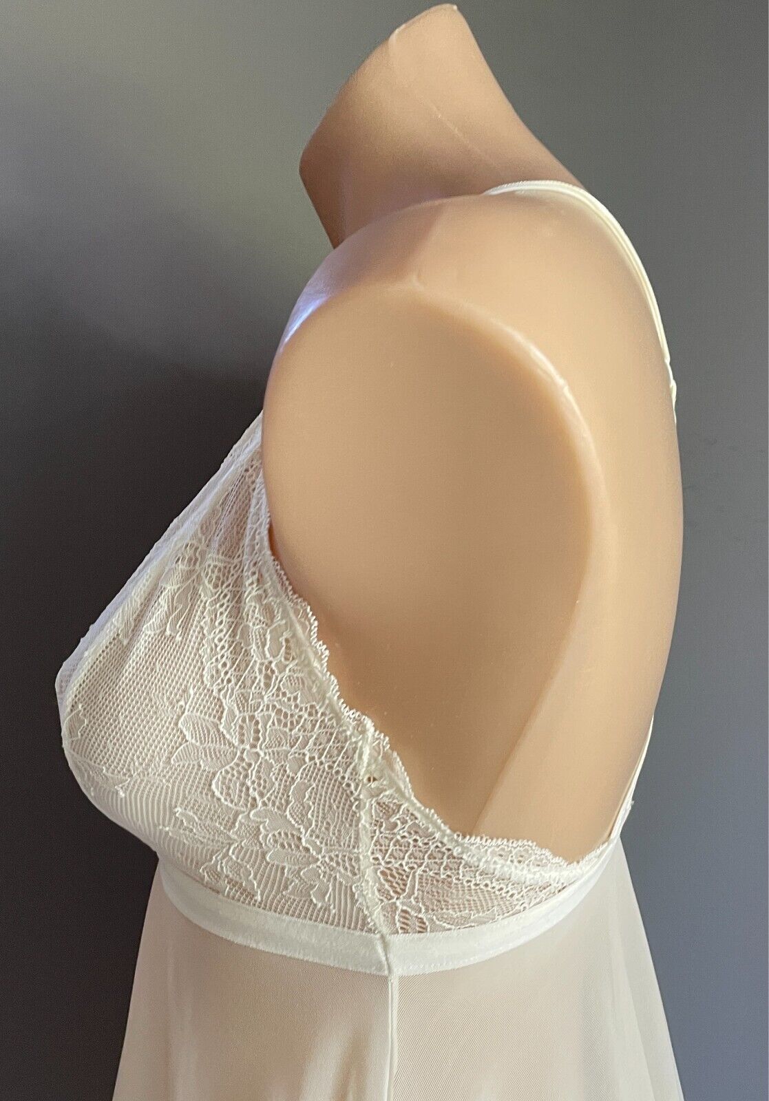 BRAS N THINGS Sexy Chemise Off White Mesh Lace Baby Doll Size 8 Strappy Back NEW