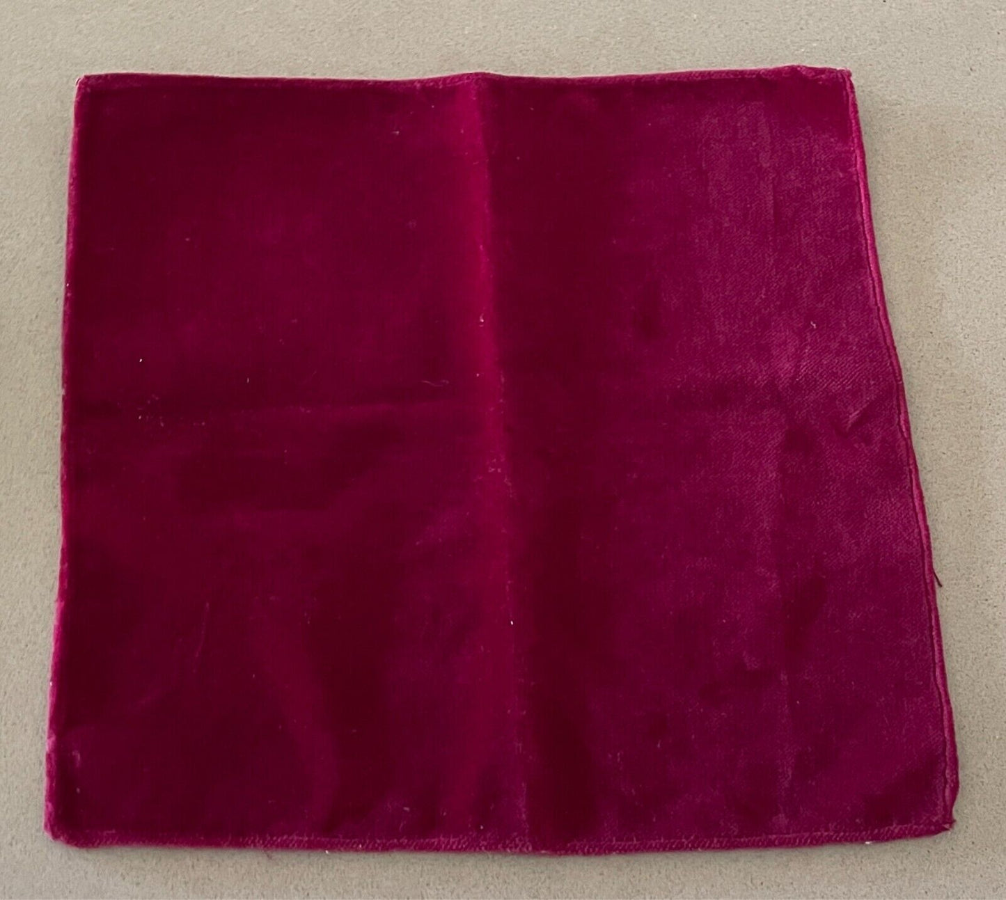 VINTAGE Burgundy Velour Clip On Bow Tie + Matching Pocket Square Set