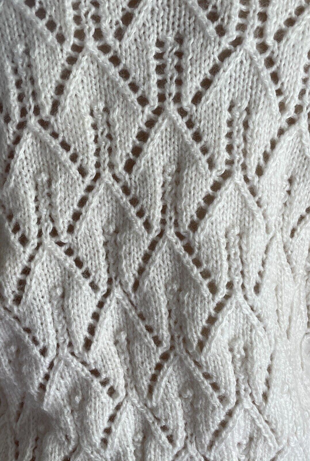 Chunky Knit Jumper Off White Handmade Decorative Stitch Long Sleeves Size 12  14