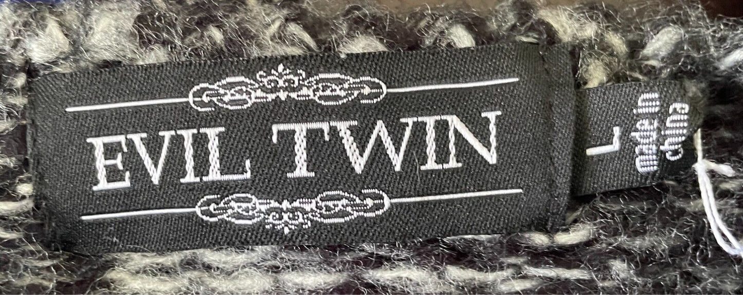 EVIL TWIN Jumper Chunky Knit Monochrome Knit  Sweater Size L Long Sleeves