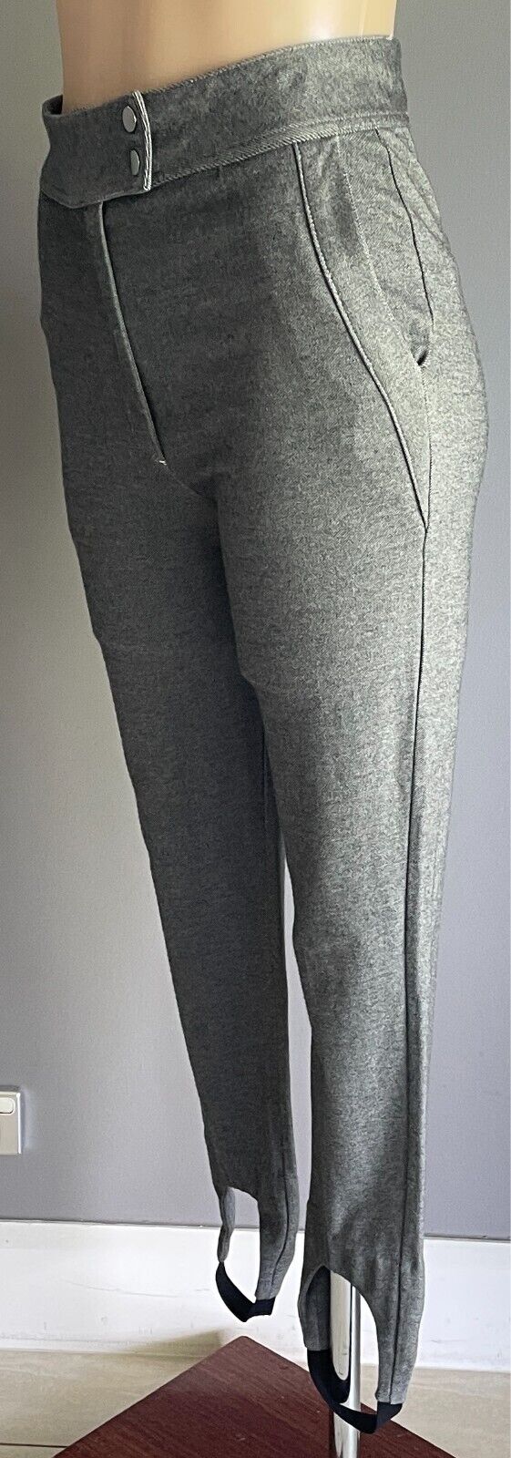SFERA COLLECTION Grey Stirrup Pants Size EUR 40 AU 10 Stretch Fabric Pockets