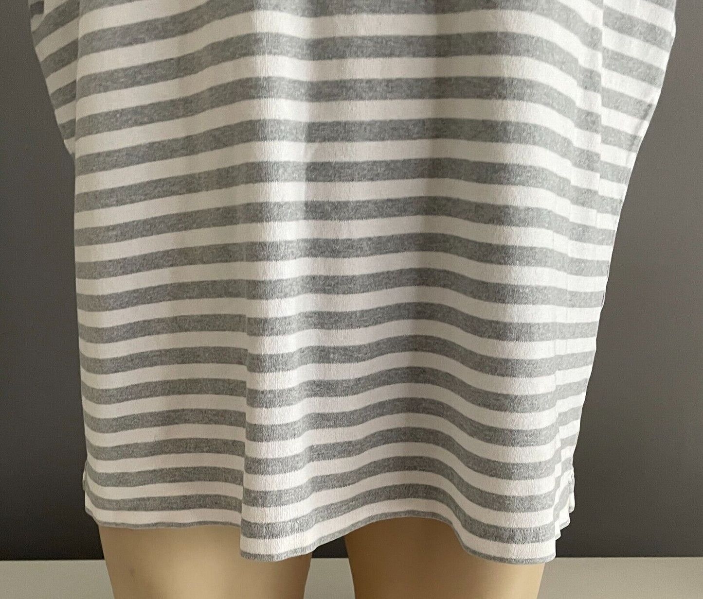 UNIQLO Mens T-Shirt XXL Grey Marl & White Stripe Short Sleeve Tee 2XL