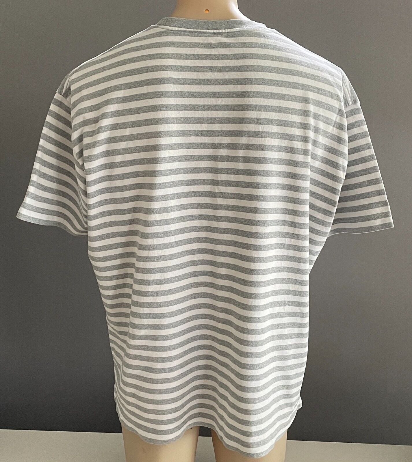 UNIQLO Mens T-Shirt XXL Grey Marl & White Stripe Short Sleeve Tee 2XL