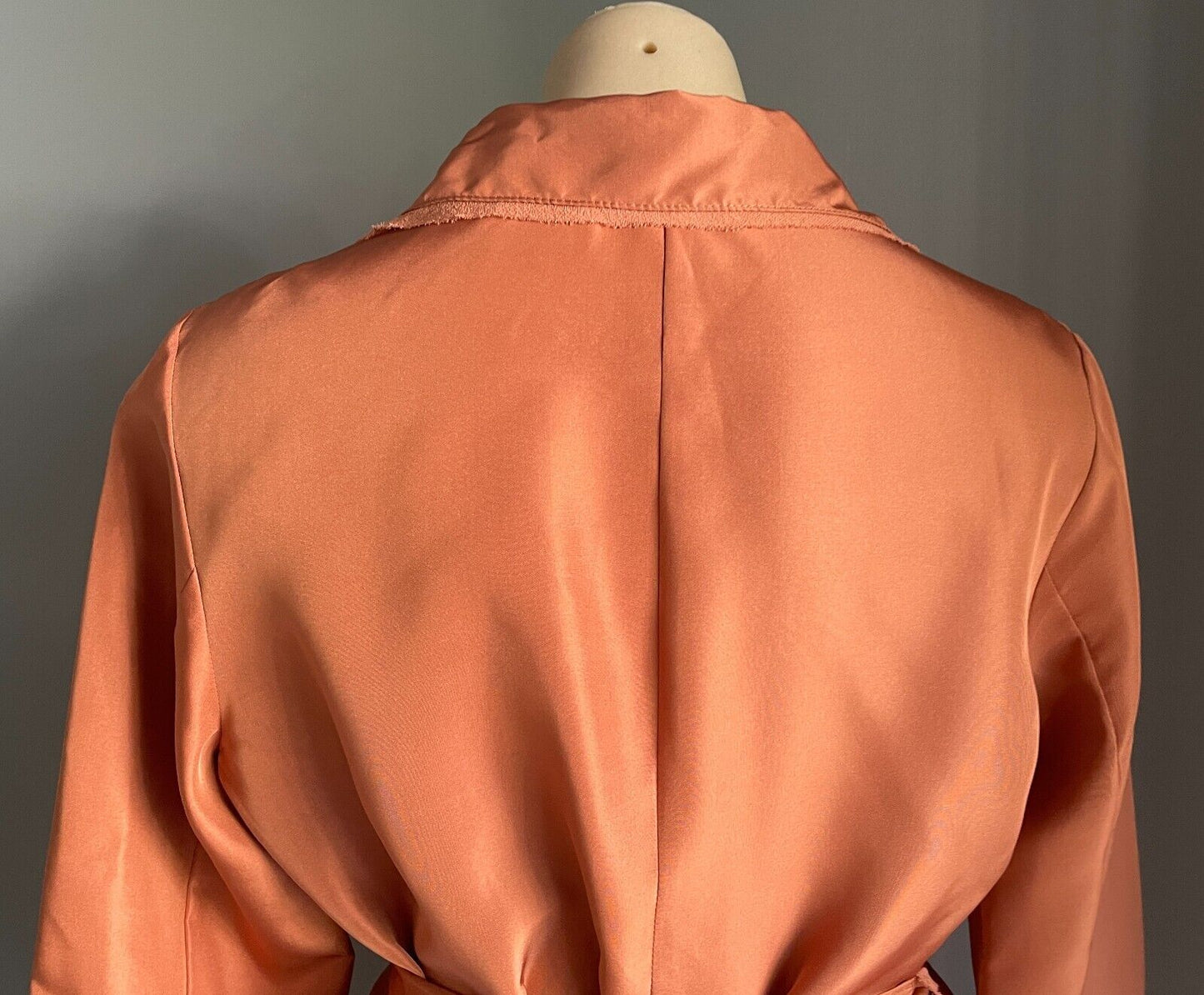 CARLA ZAMPATTI Wrap Blouse Warm Rust 100% Silk Shirt Size 12 Long Sleeve Collar