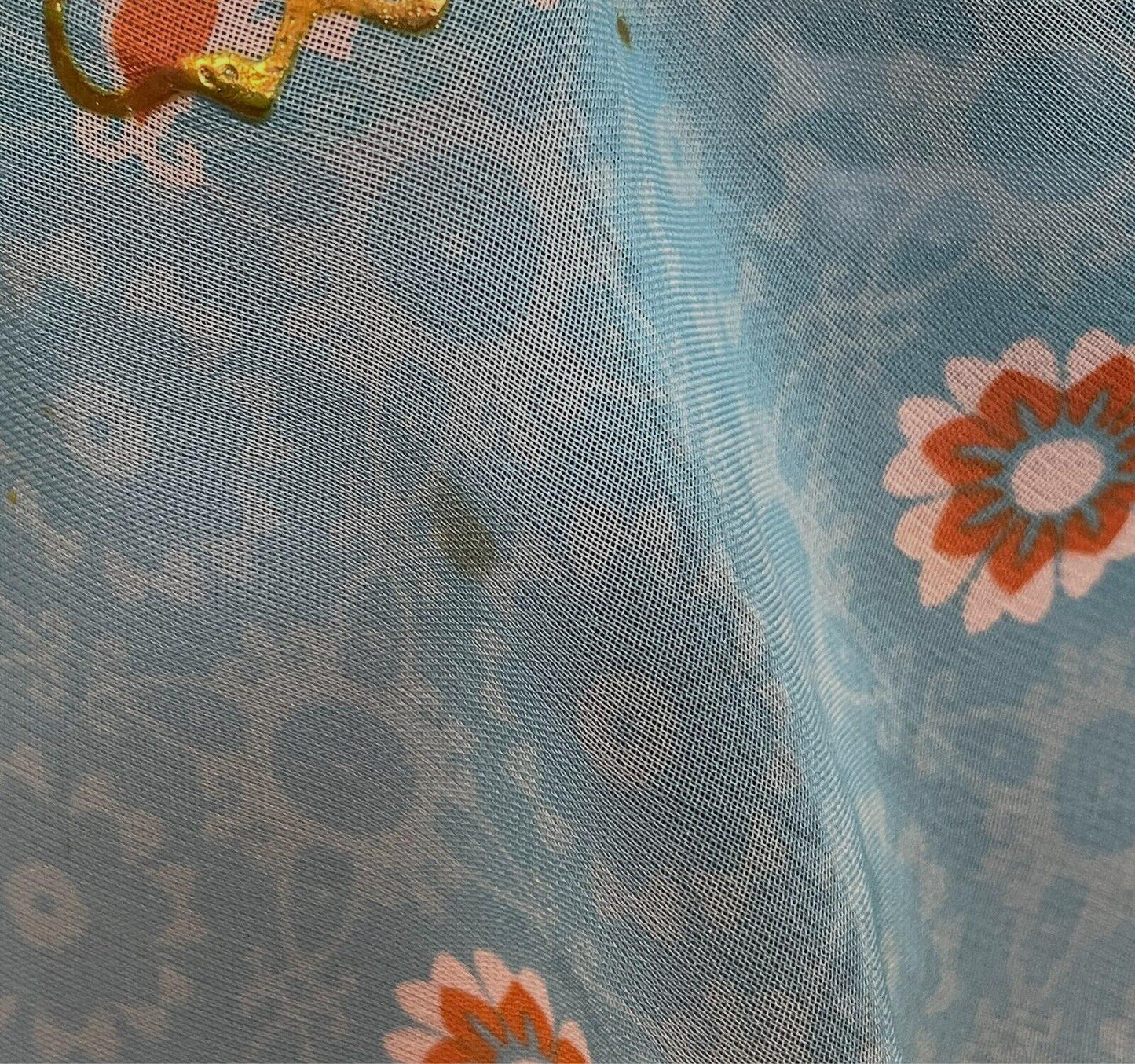 Neck Scarf Blue & Green Multicolour Floral Print Rectangle Fringe Trim Wrap