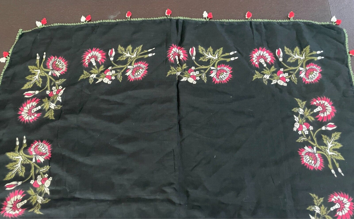 YIKANMIS KESHIN Turkish Cotton Scarf  Wrap  Floral Print Oya Crochet Edge Trim