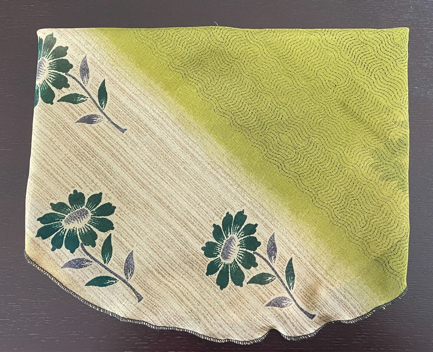 Handmade Neck Scarf Kerchief Khaki/Tan/Green/Grey  Print Decorative Button Trim