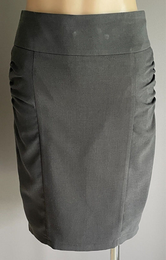 FORCAST Skirt Grey Straight Style Size 10 Lined Side Ruched Detailing