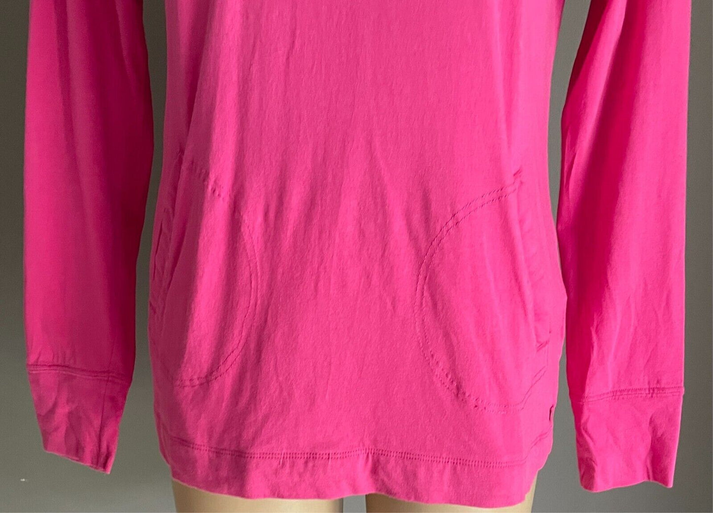 PUMA Pink Hoodie Top Long Sleeves Pullover Size 14 Lightweight Cotton Pockets