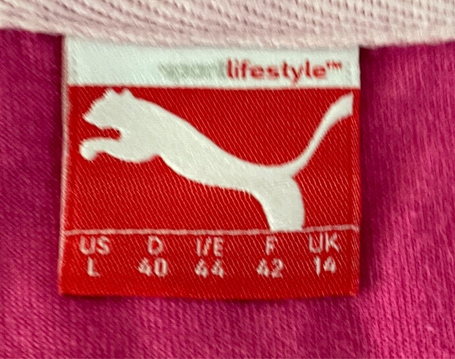PUMA Pink Hoodie Top Long Sleeves Pullover Size 14 Lightweight Cotton Pockets