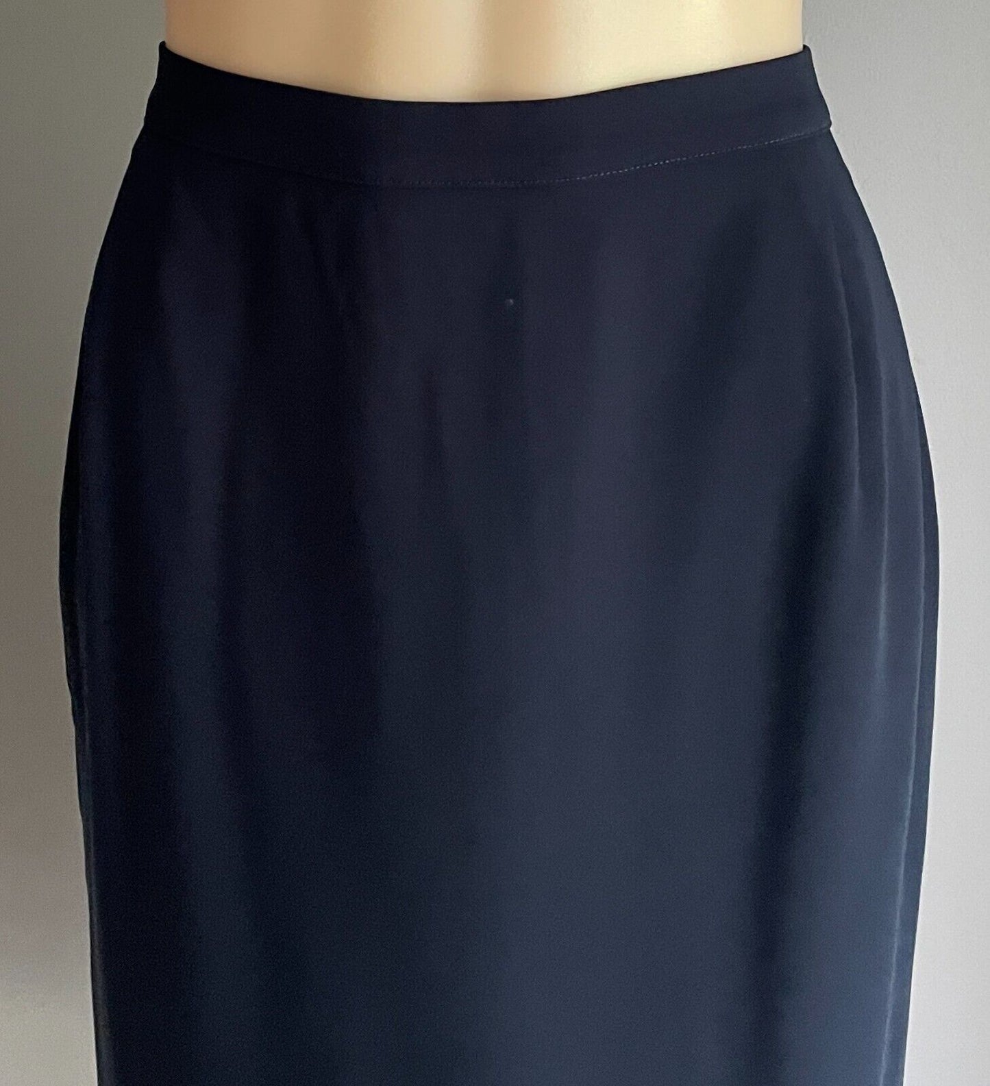 GAI MATTIOLO Navy Blue Straight Skirt Size 16 Lined Slit @ Back Classic USA