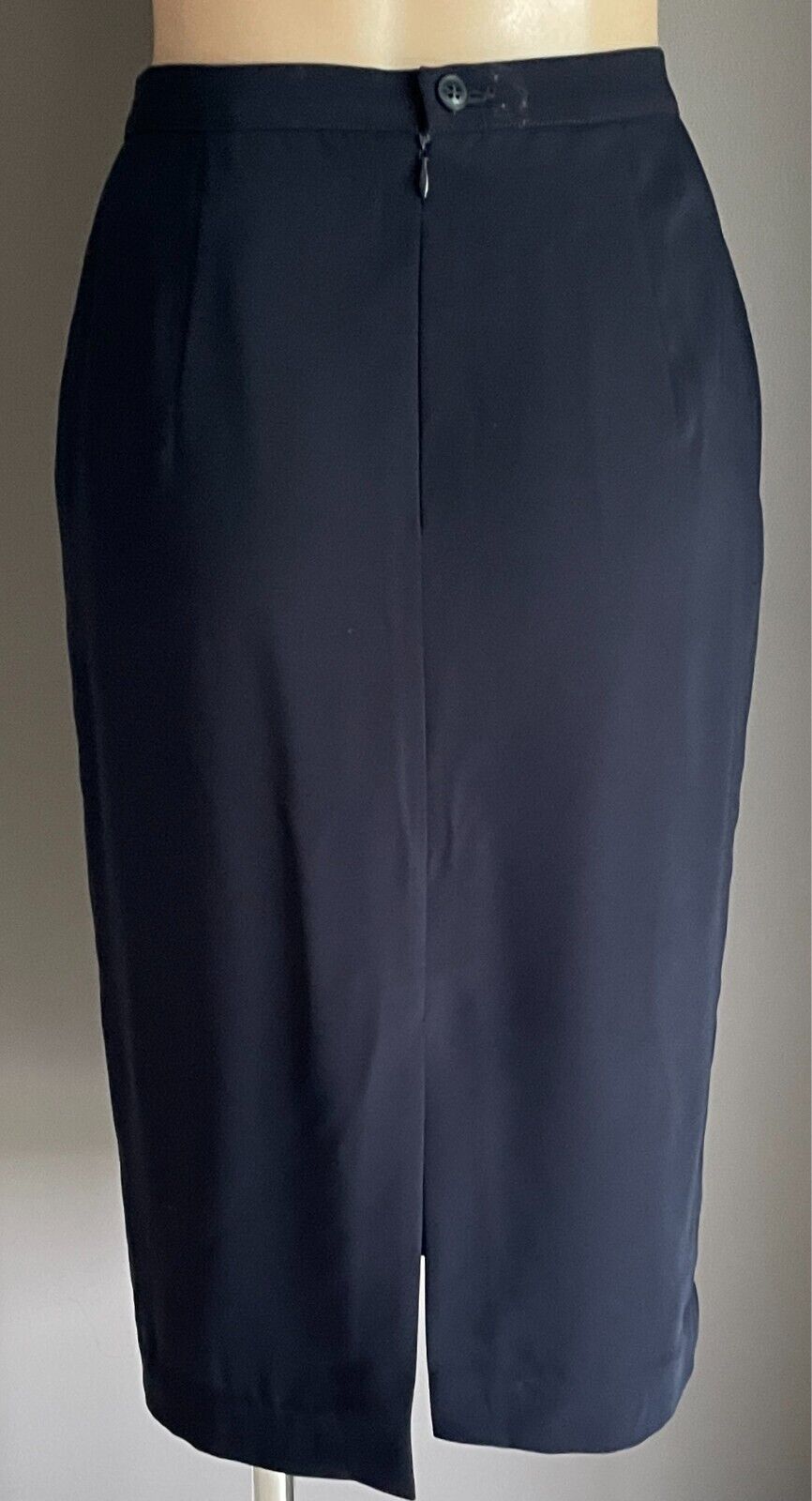GAI MATTIOLO Navy Blue Straight Skirt Size 16 Lined Slit @ Back Classic USA
