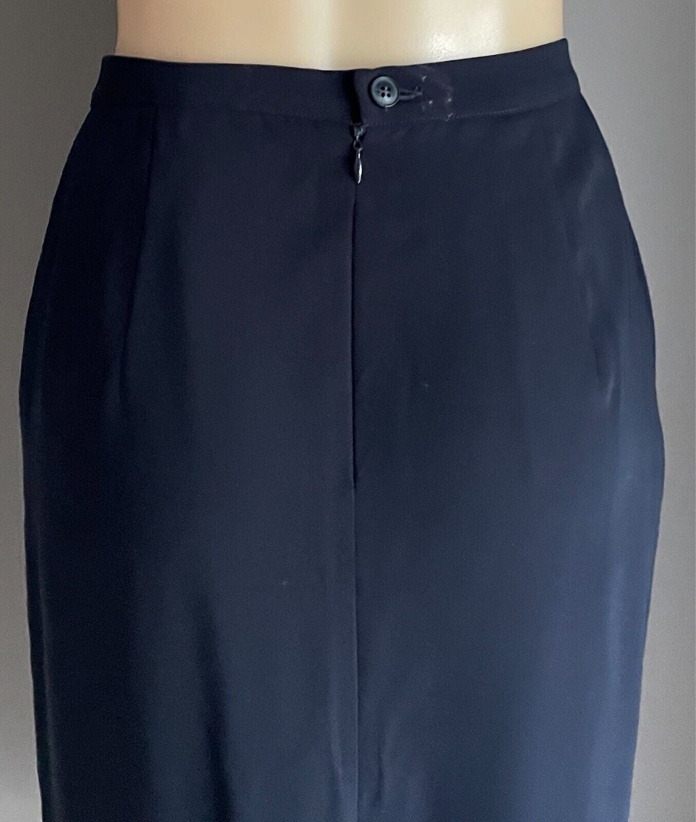 GAI MATTIOLO Navy Blue Straight Skirt Size 16 Lined Slit @ Back Classic USA