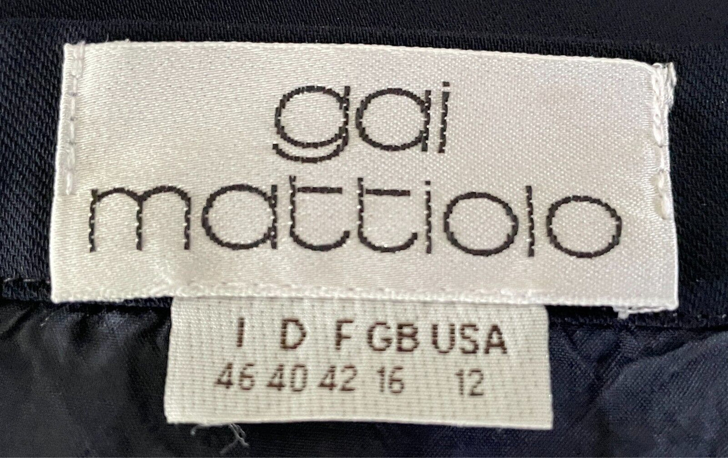GAI MATTIOLO Navy Blue Straight Skirt Size 16 Lined Slit @ Back Classic USA